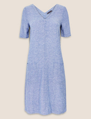 Linen Blend V-Neck Shift Dress Image 2 of 4