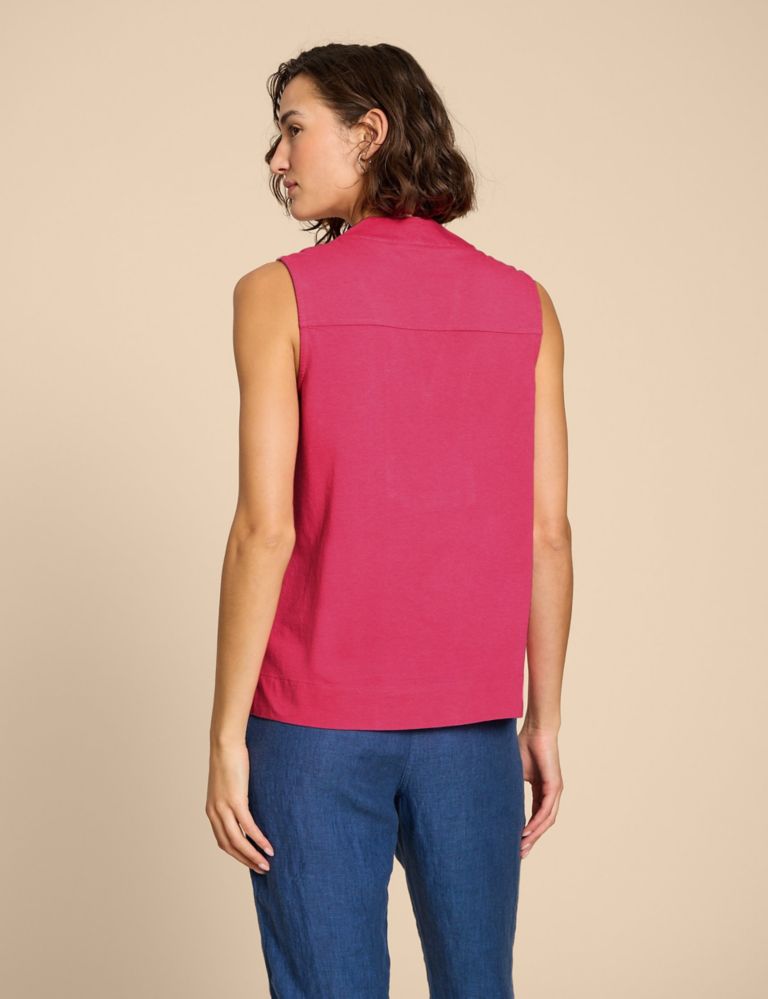 Linen Blend V-Neck Shirt 4 of 6