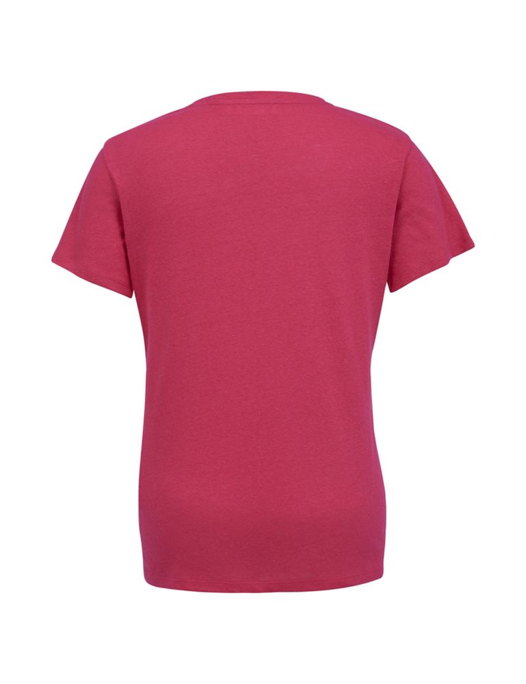 Linen Blend V-Neck T-Shirt 3 of 5