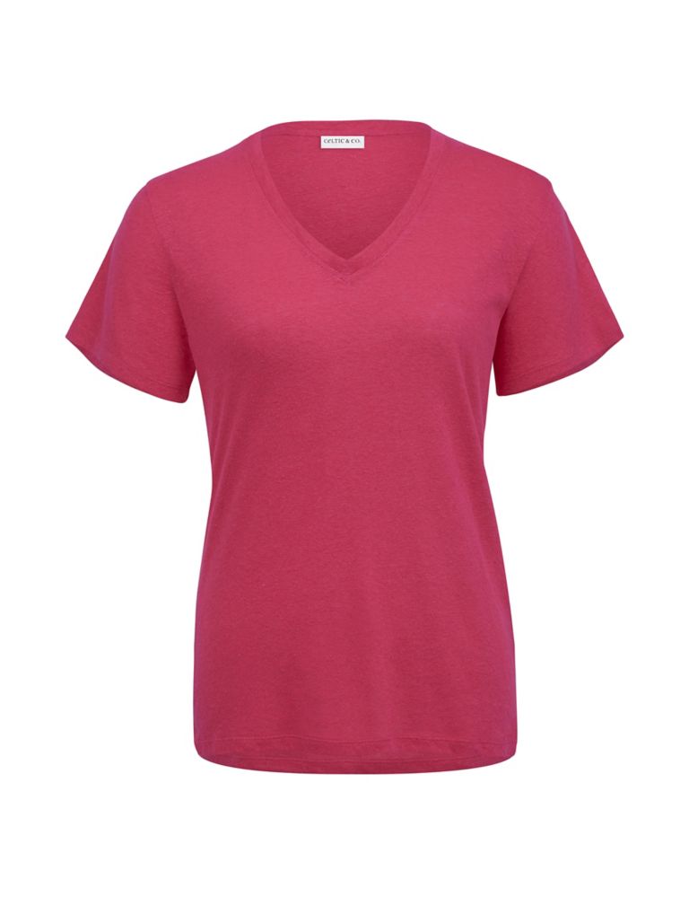 Linen Blend V-Neck T-Shirt 2 of 5
