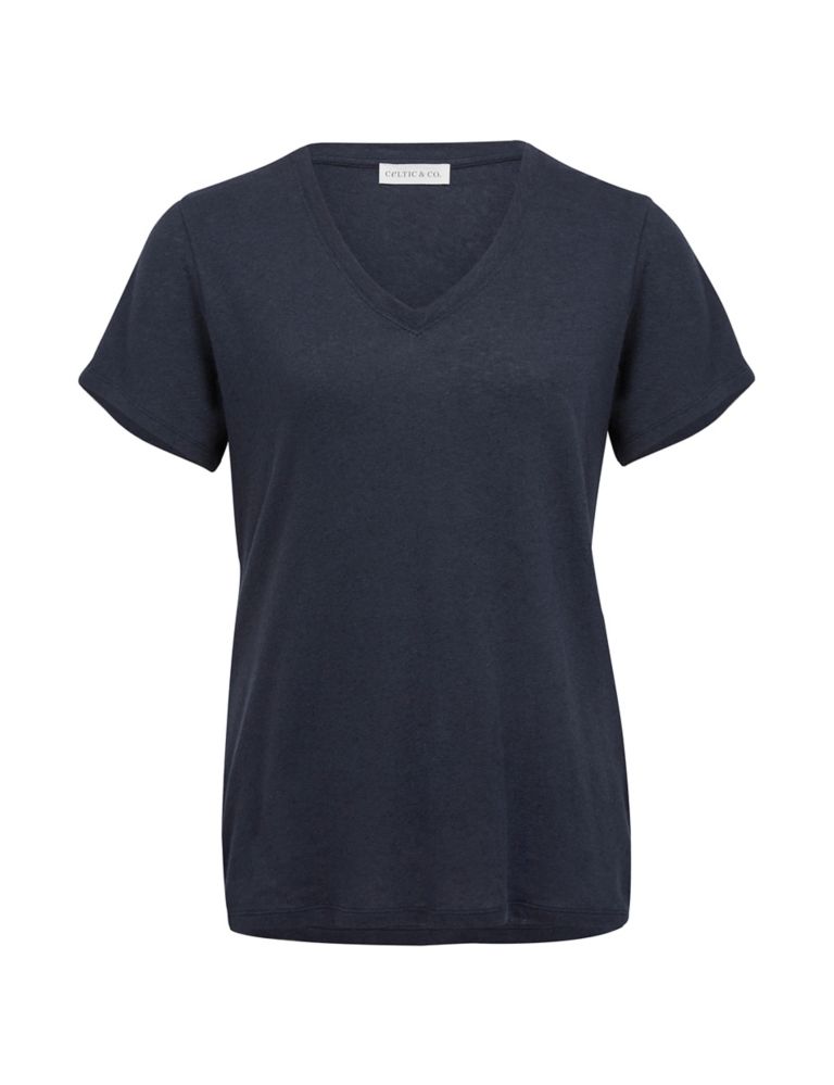 Linen Blend V-Neck T-Shirt 2 of 5