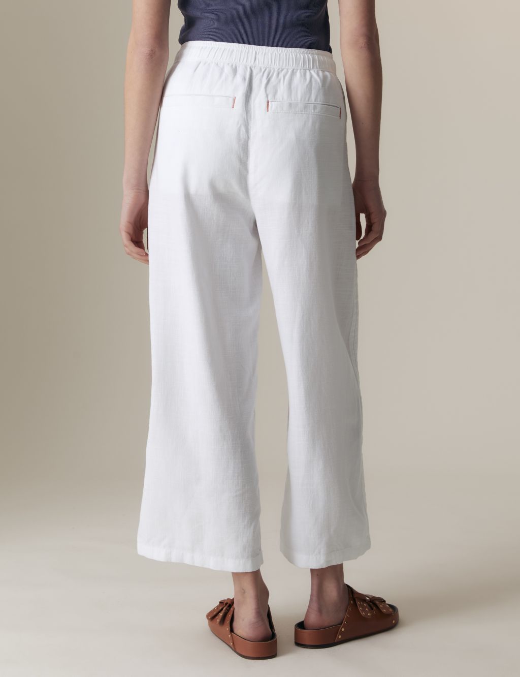 Linen Blend Wide Leg Cropped Trousers 5 of 5