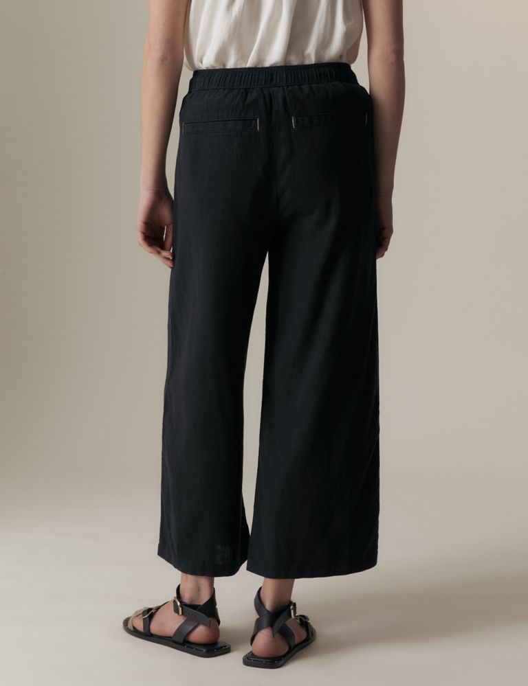 Linen Blend Wide Leg Cropped Trousers 6 of 6