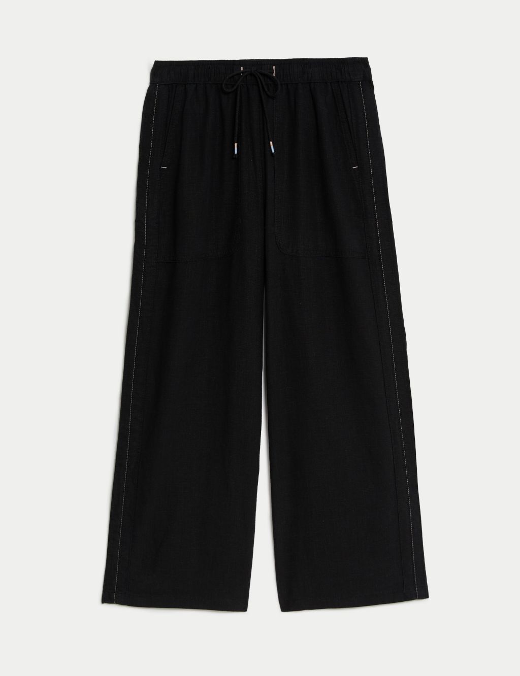 Linen Blend Wide Leg Cropped Trousers 1 of 6