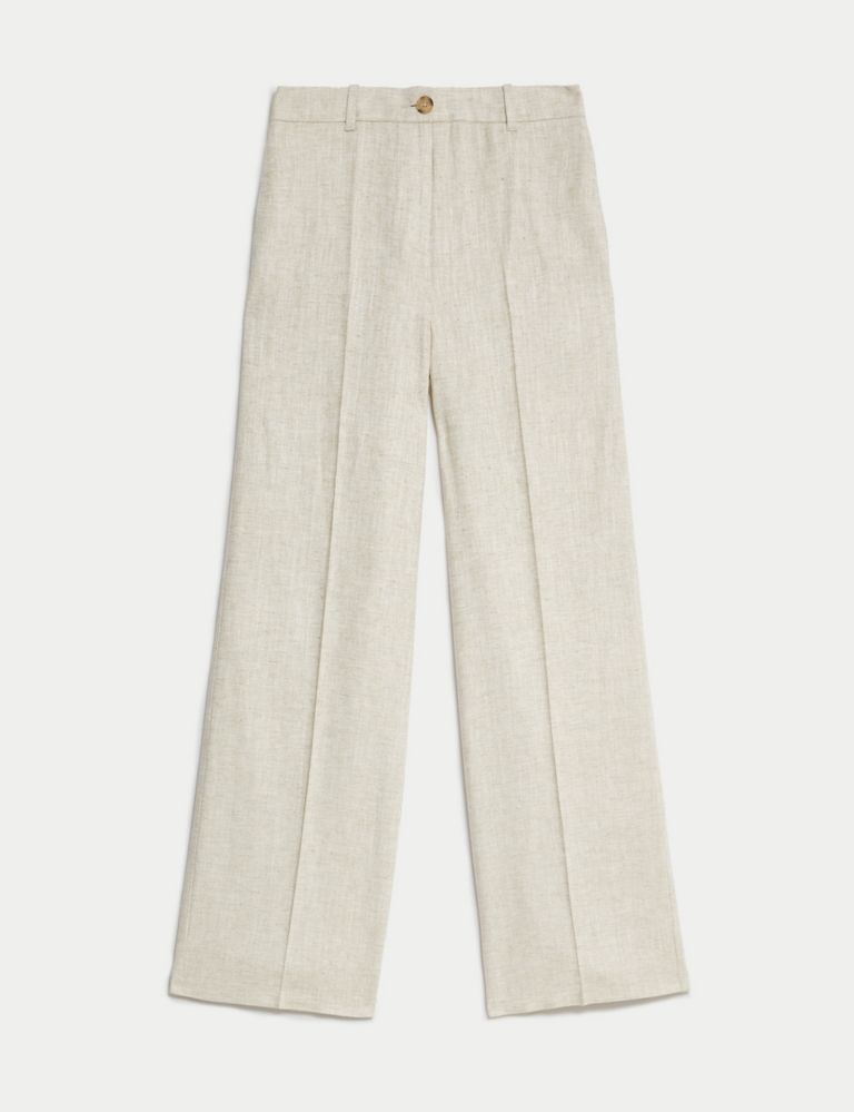 Linen Blend Wide Leg Trousers, M&S Collection
