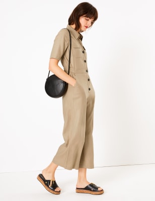 linen button jumpsuit