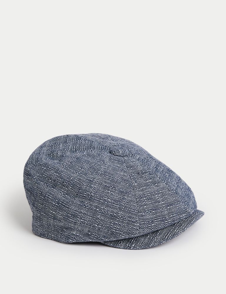Linen Cotton Blend Baker Boy Hat 1 of 1