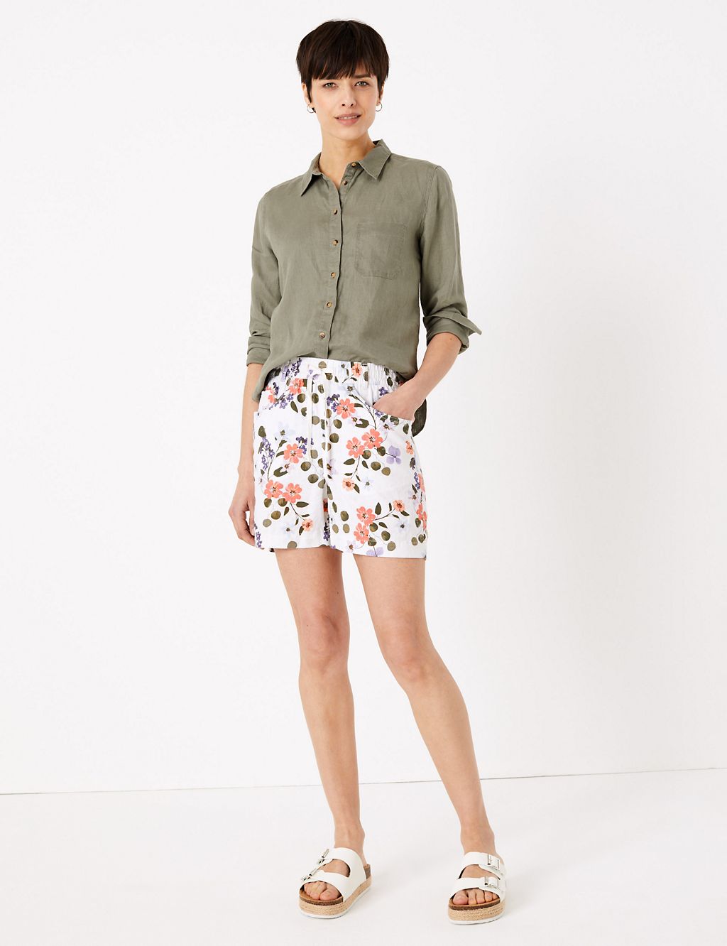 Linen Floral Shorts 3 of 4