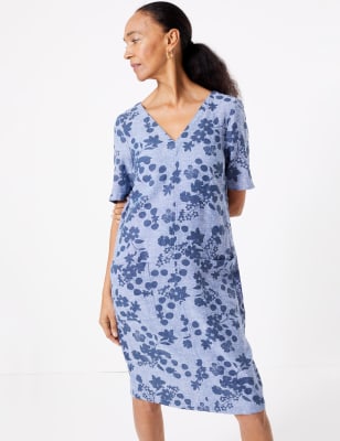 m&s linen shift dress