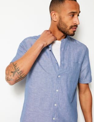 mens short sleeve grandad shirts
