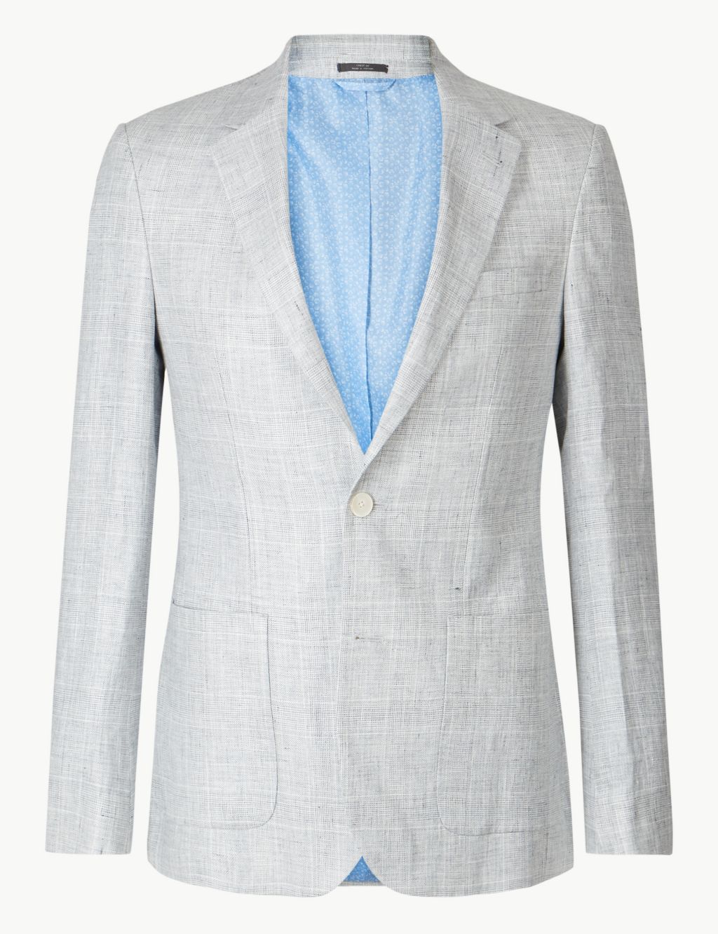 Linen Grey Checked Slim Fit Jacket 1 of 5