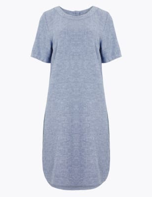 m&s linen shift dress