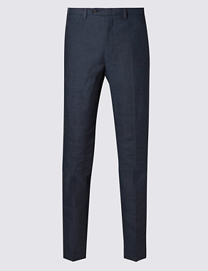 Linen Miracle™ Tailored Fit Flat Front Trousers Image 2 of 3