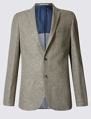 Linen Mix Tailored Fit Jacket Image 2 of 7