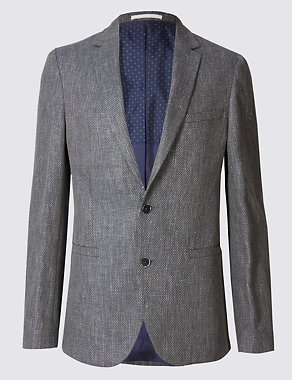 Linen Mix Tailored Fit Jacket Image 2 of 7