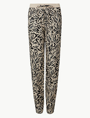 Linen Rich Animal Print Peg Trousers Image 2 of 5