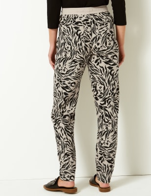 Linen Rich Animal Print Peg Trousers | M&S Collection | M&S