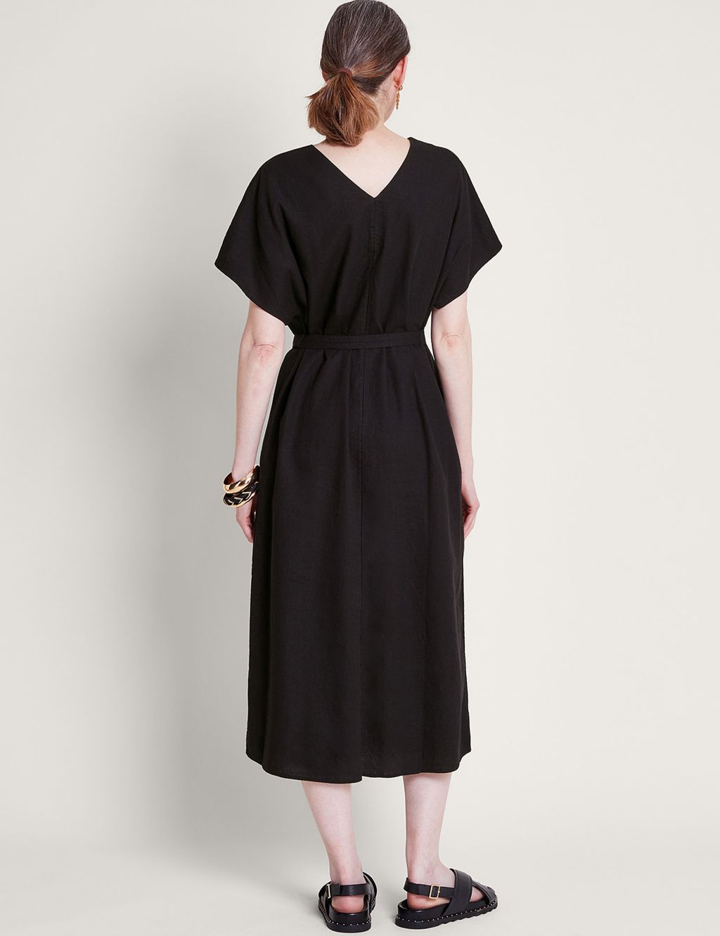 Linen Rich Belted Midi Dress 4 of 4