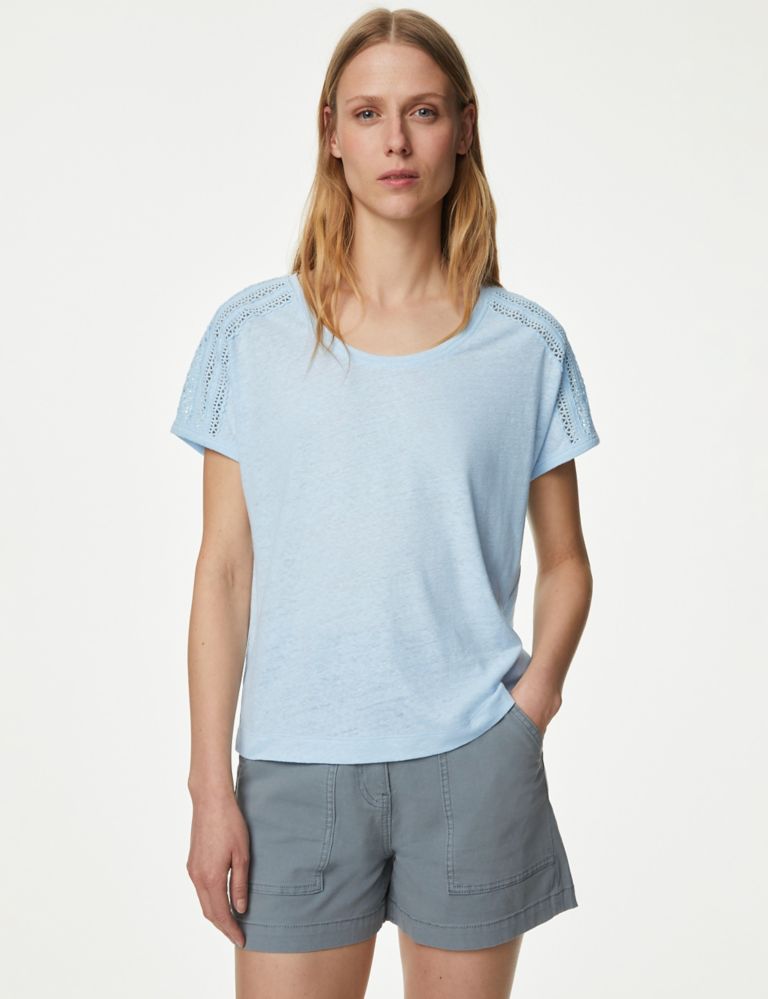 Linen Rich Broderie Top | M&S Collection | M&S