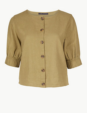 Linen Rich Button Detailed Shirt Image 2 of 4