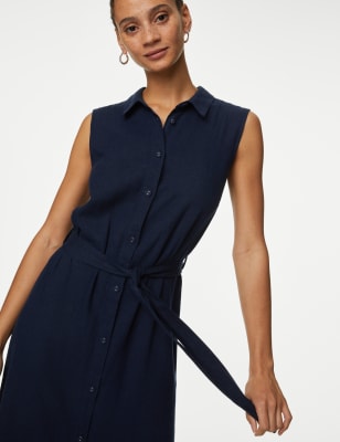 Navy sleeveless sales shirt dress