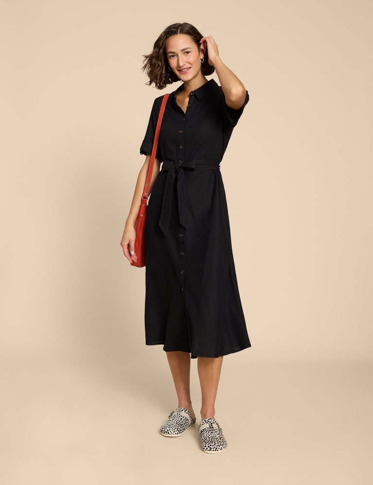 Linen Rich Button Through Midi Shirt Dress White Stuff M S