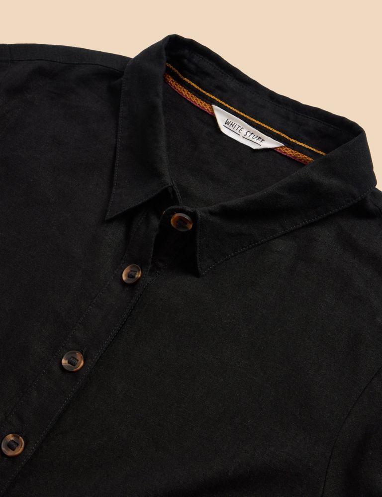 Linen Rich Button Through Midi Shirt Dress 6 of 6