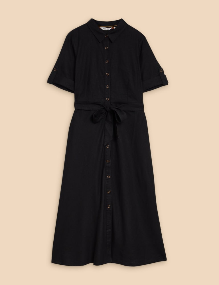 Linen Rich Button Through Midi Shirt Dress White Stuff M S