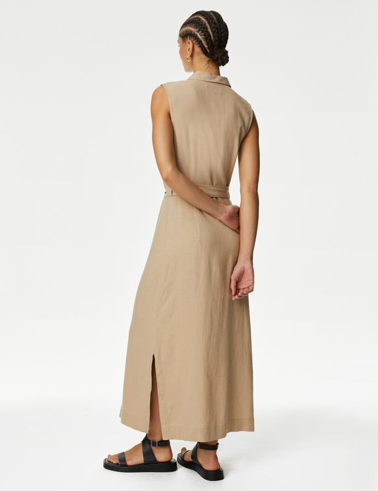 Linen Rich Button Through Midi Shirt Dress 4 of 5
