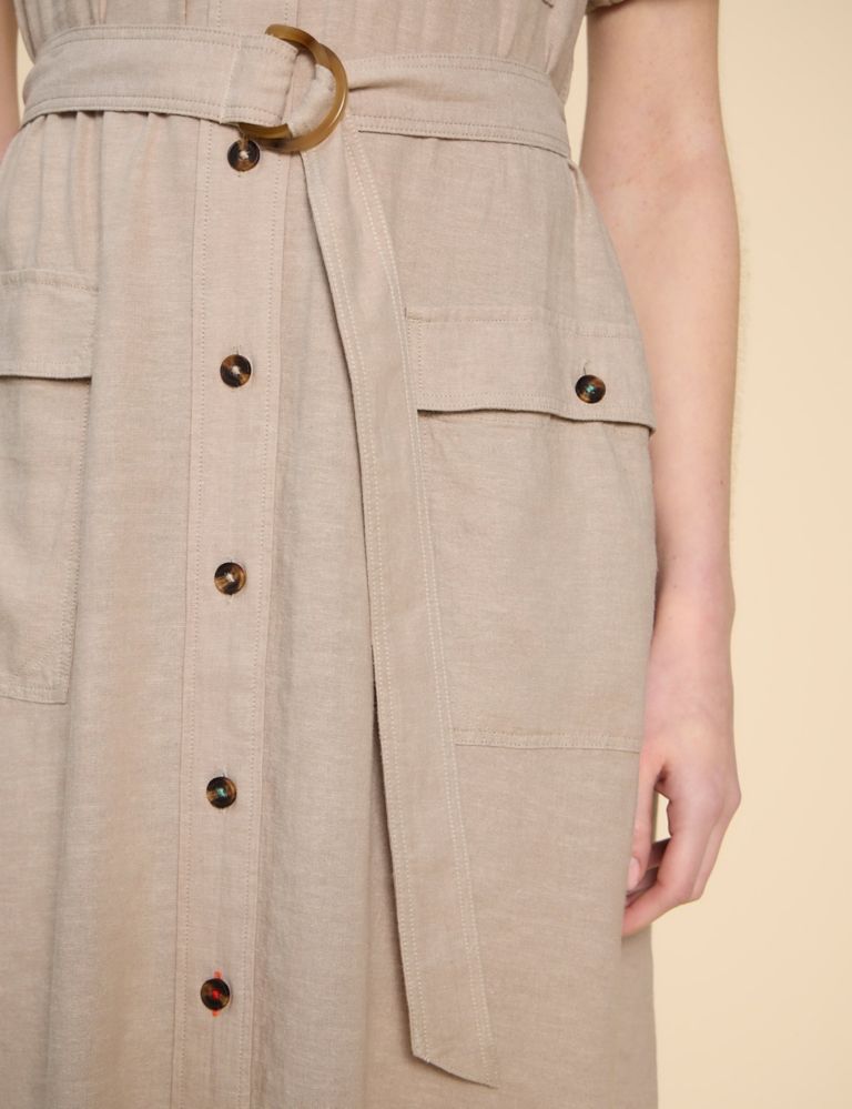 Linen Rich Button Through Midi Shirt Dress 5 of 6