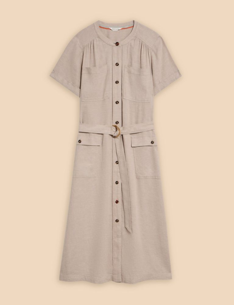 Linen Rich Button Through Midi Shirt Dress 2 of 6