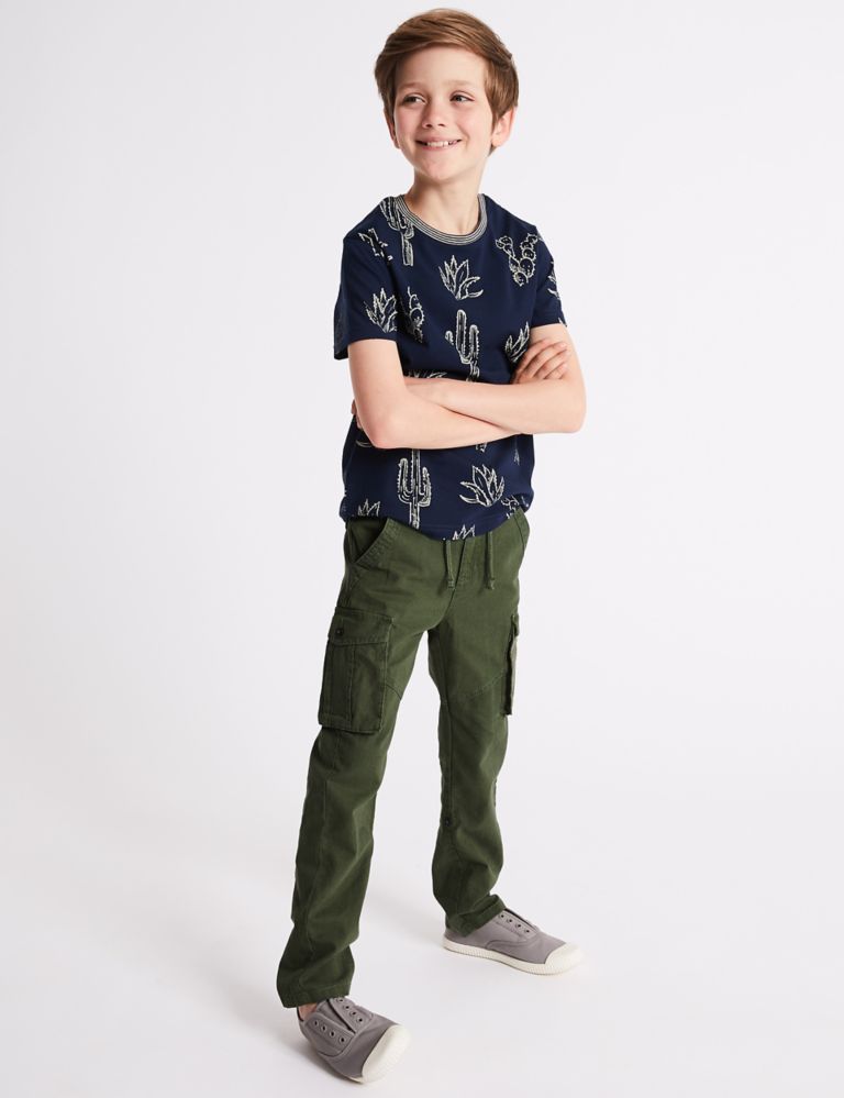 Linen Rich Cargo Trousers (3-16 Years) 1 of 6