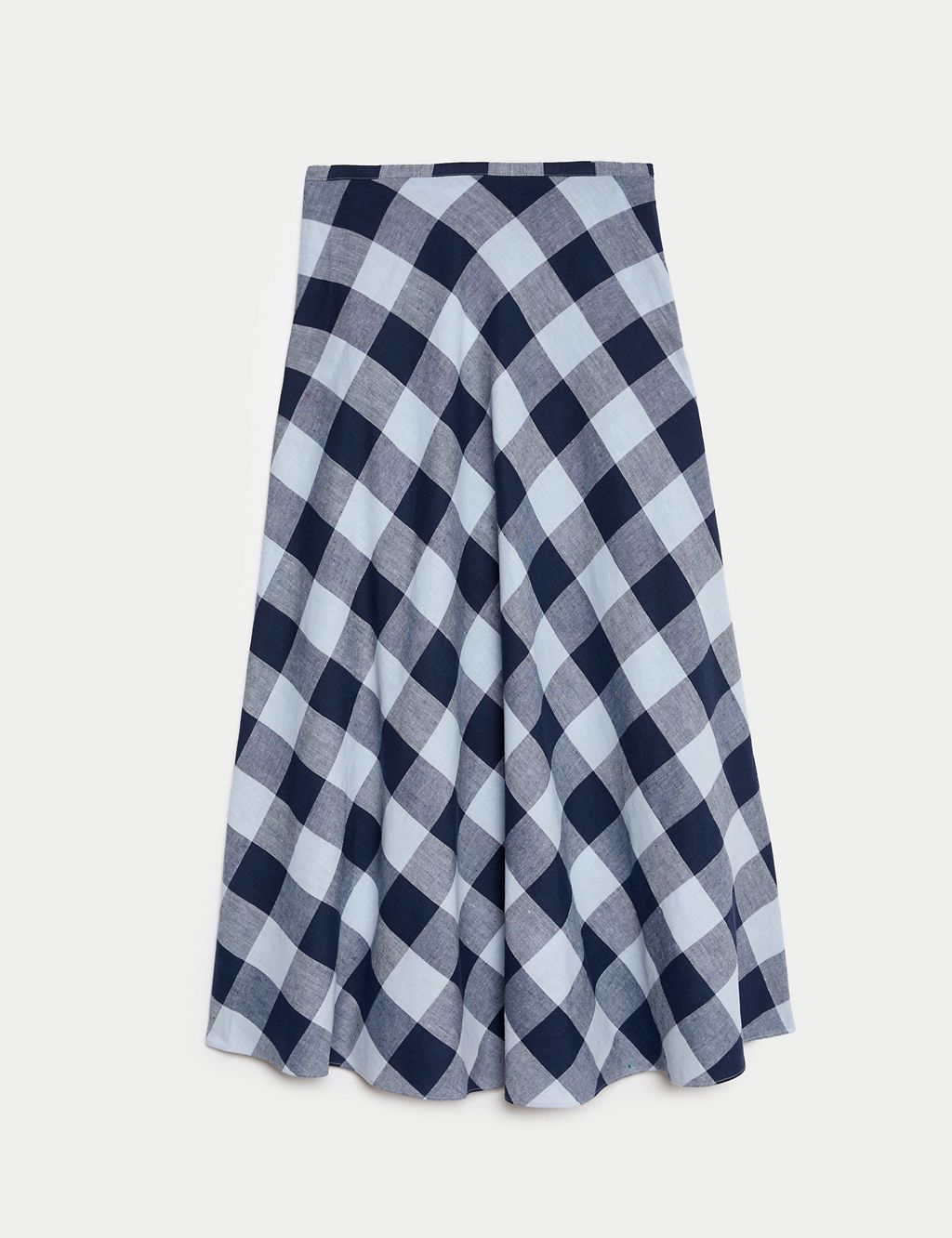 Linen Rich Checked Maxi A-Line Skirt 1 of 5