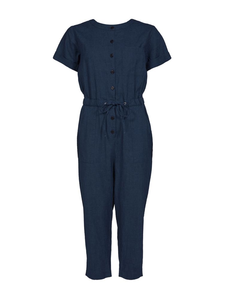 Linen Rich Checked Waisted Jumpsuit 2 of 5