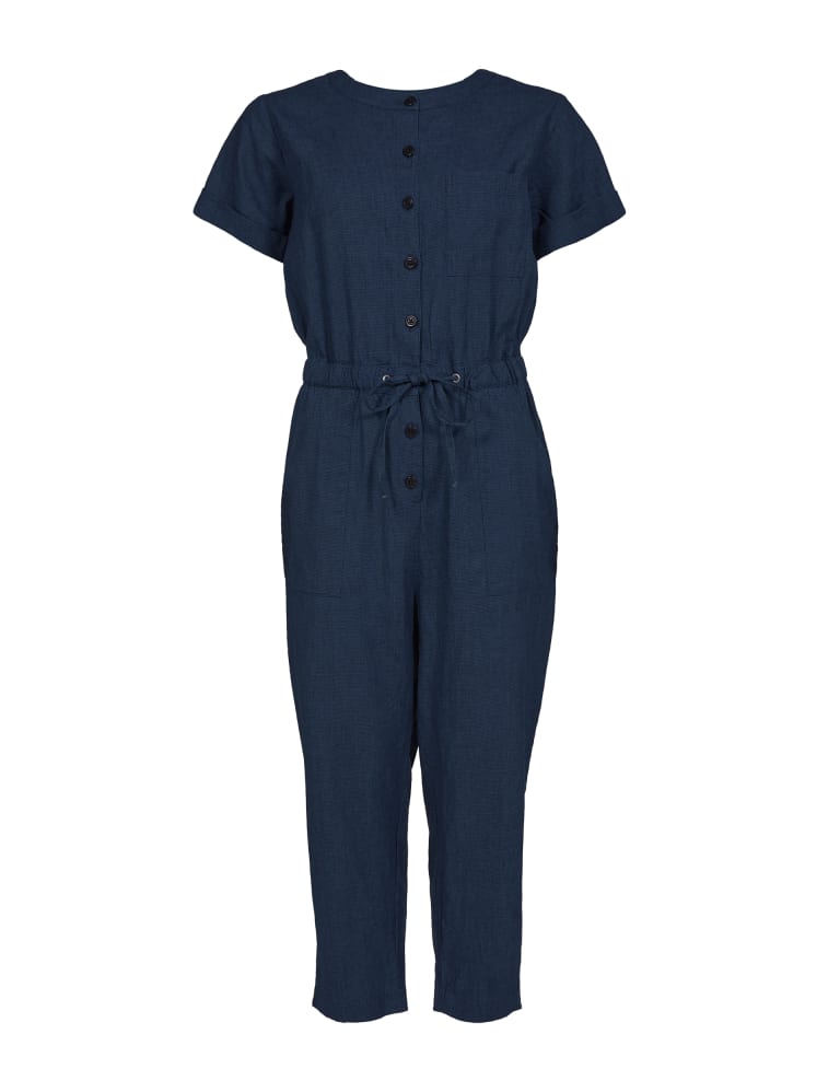 Linen Rich Checked Waisted Jumpsuit 2 of 5