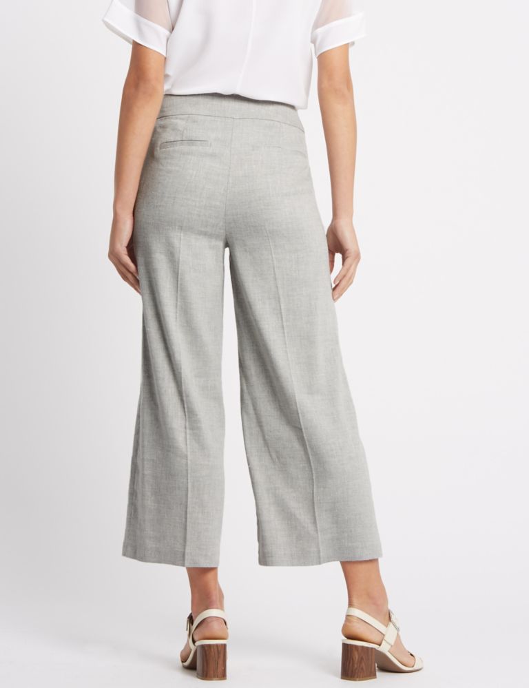 Linen Rich Cropped Wide Leg Trousers 4 of 6