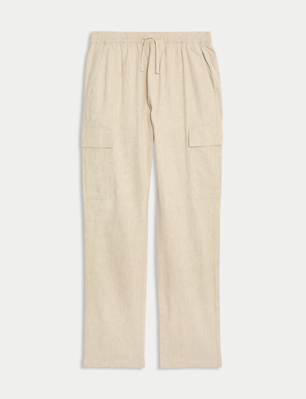 Linen Rich Elasticated Waist Cargo Trousers 1 of 6