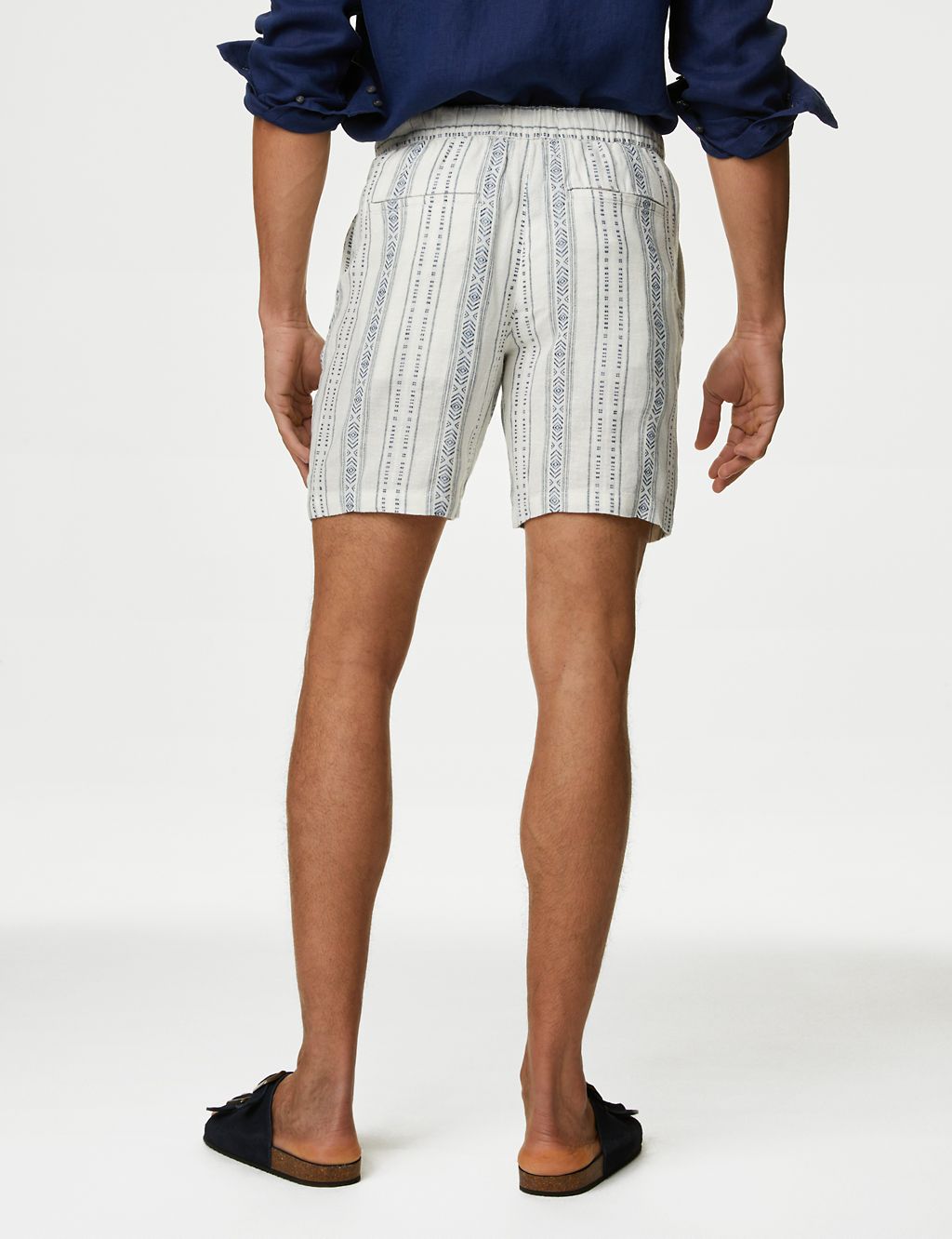 Linen Rich Elasticated Waist Striped Shorts 4 of 7