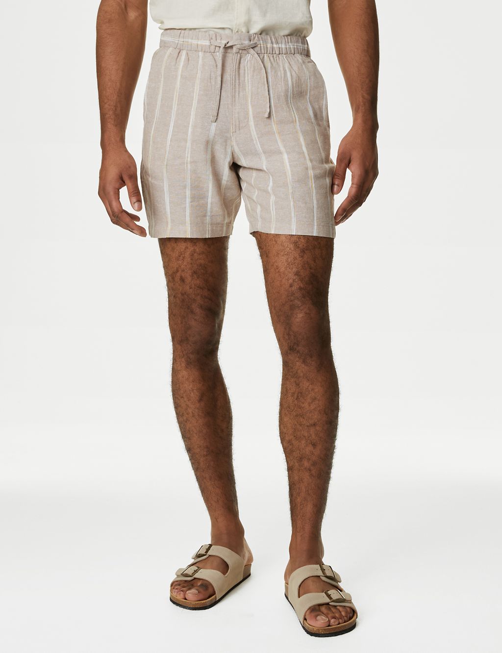 Linen Rich Elasticated Waist Striped Shorts 4 of 6