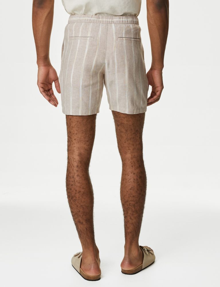 Linen Rich Elasticated Waist Striped Shorts 6 of 6