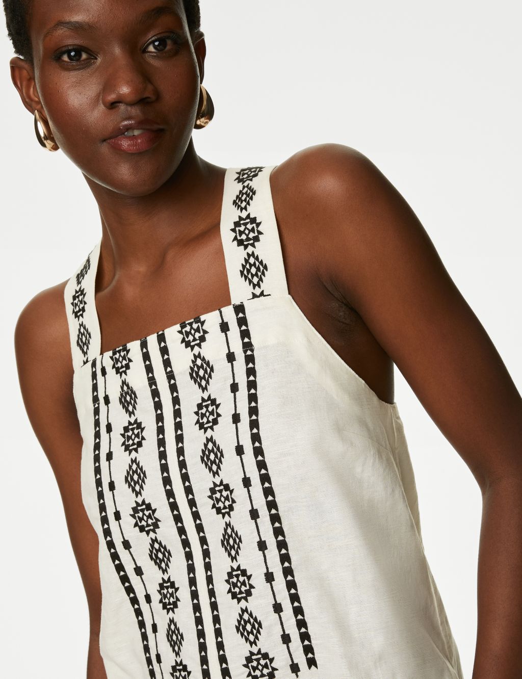 Linen Rich Embroidered Cami Top 2 of 6