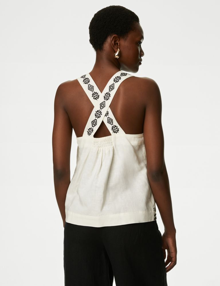 Linen Rich Embroidered Cami Top 5 of 6