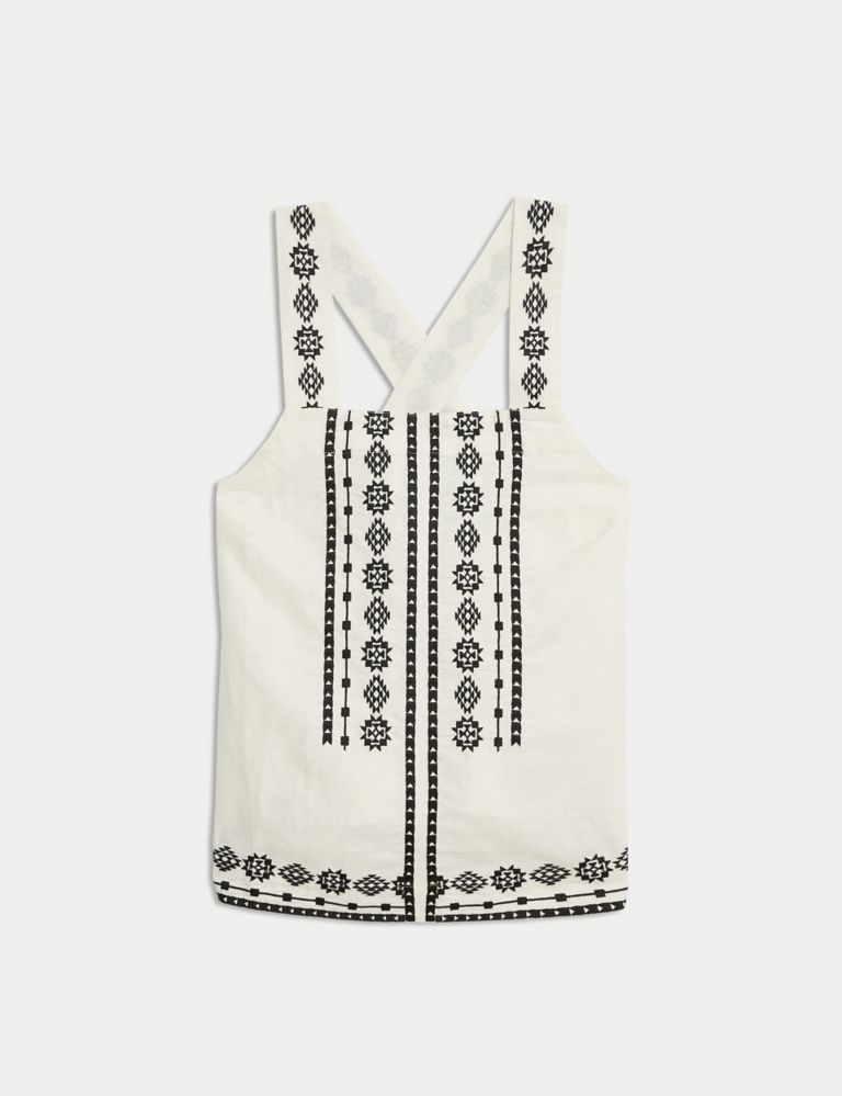Linen Rich Embroidered Cami Top 2 of 6