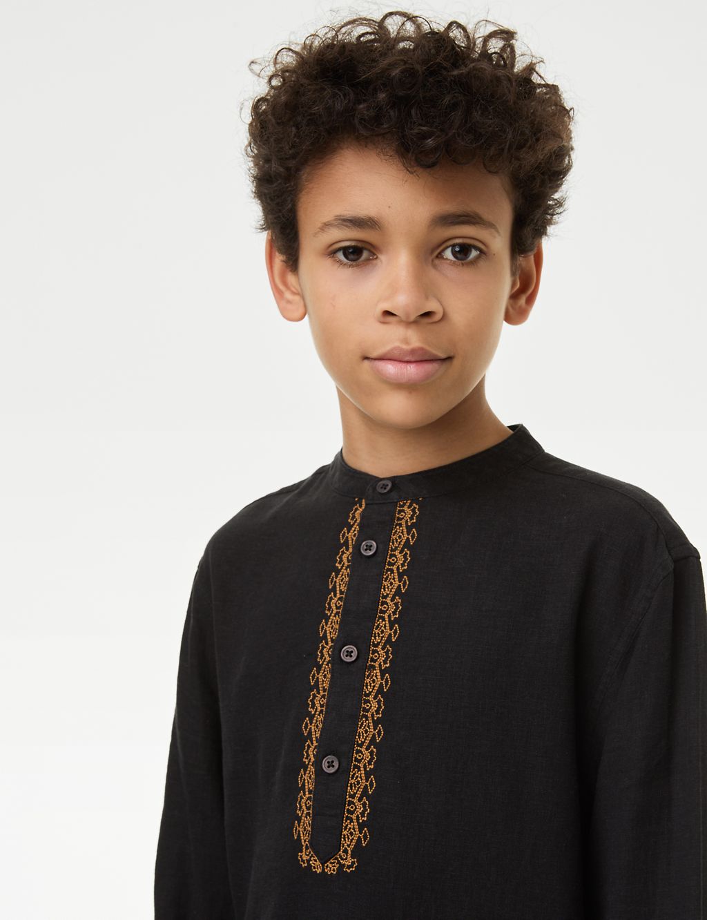 Linen Rich Embroidered Eid Kurta (2-16 Yrs) 2 of 5