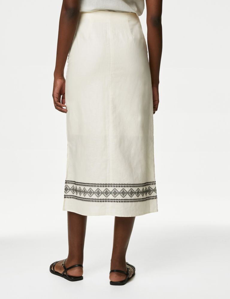 Linen Rich Embroidered Midaxi Skirt 5 of 6