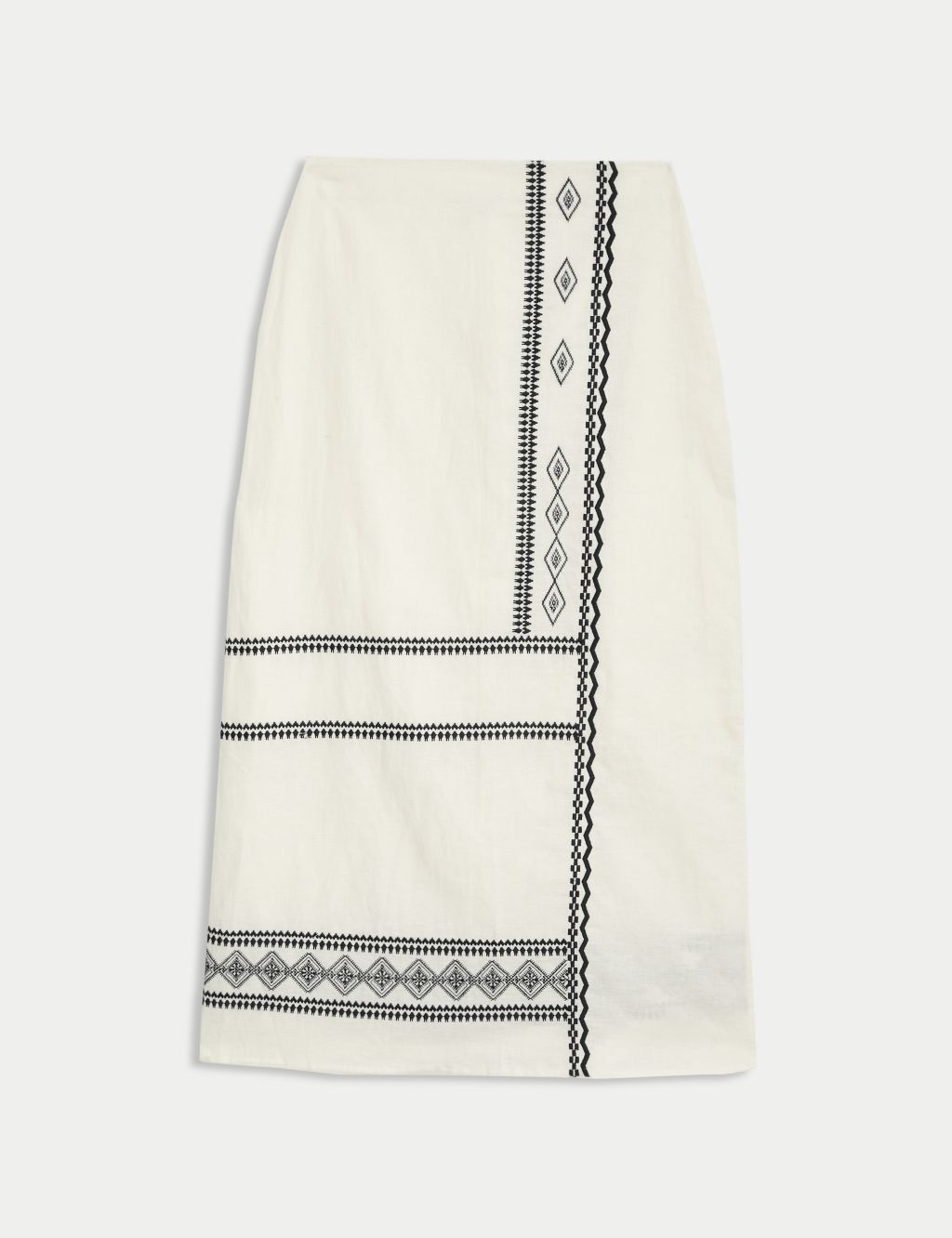 Linen Rich Embroidered Midaxi Skirt 1 of 6