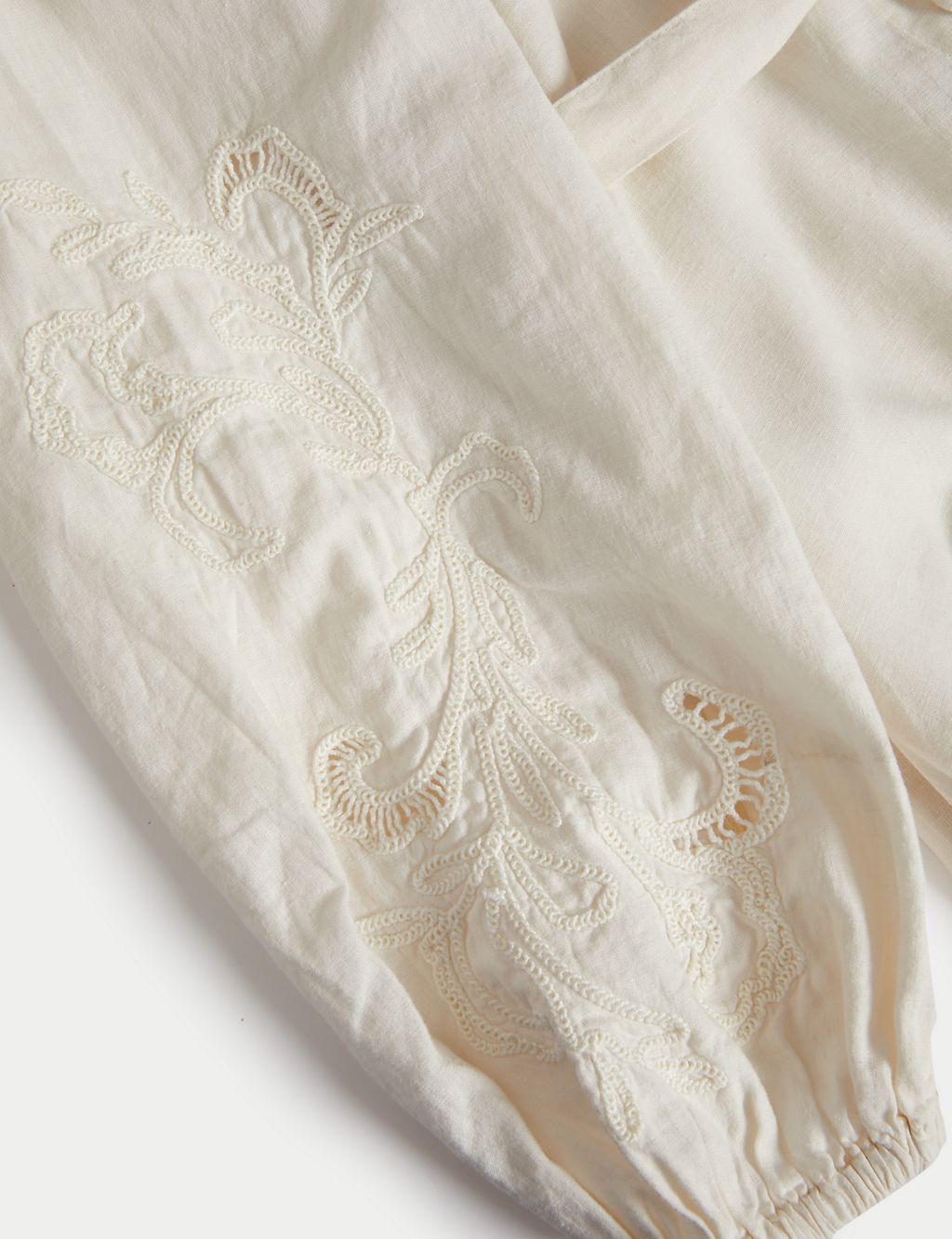Linen Rich Embroidered V-Neck Midi Dress 6 of 6