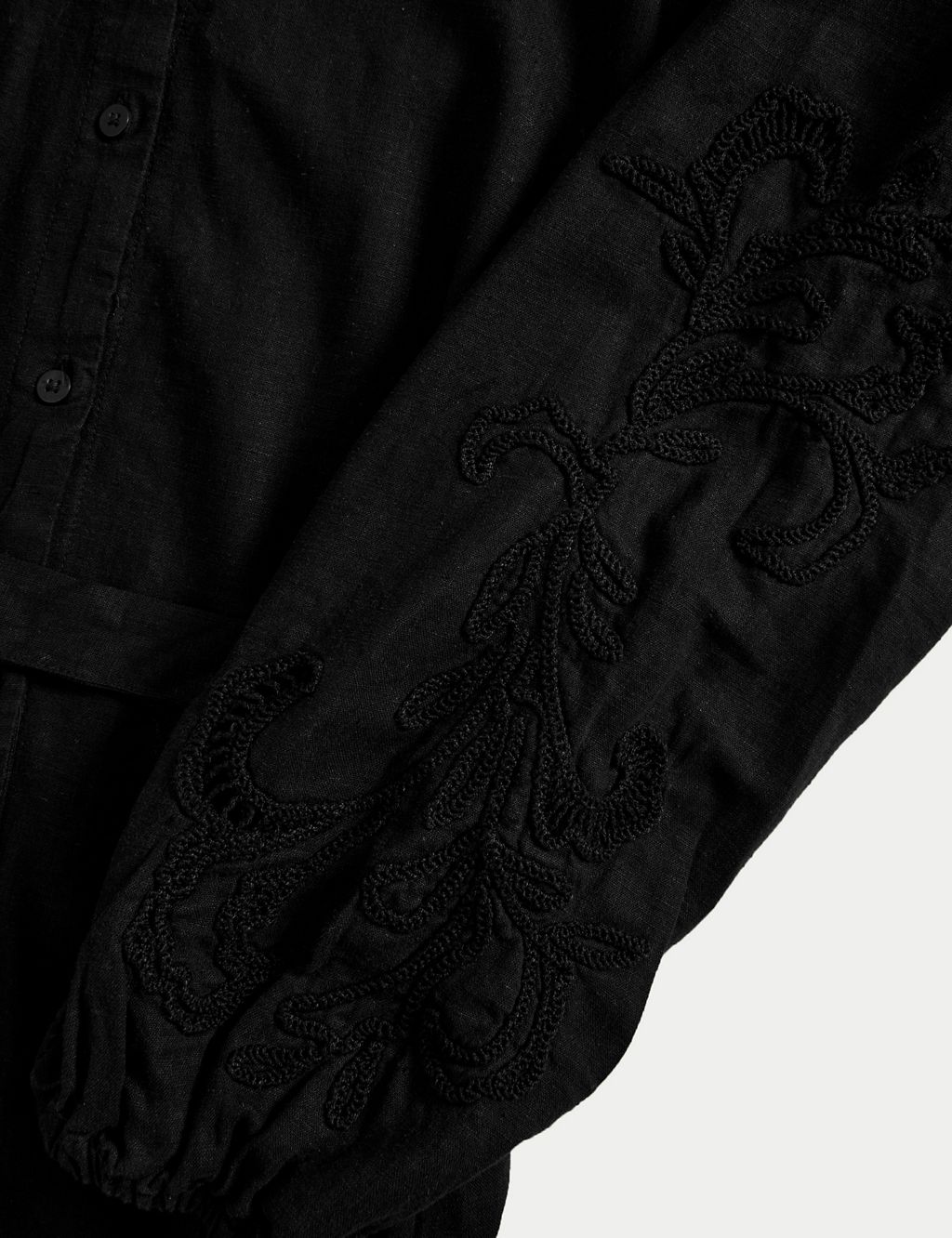 Linen Rich Embroidered V-Neck Midi Dress 6 of 6