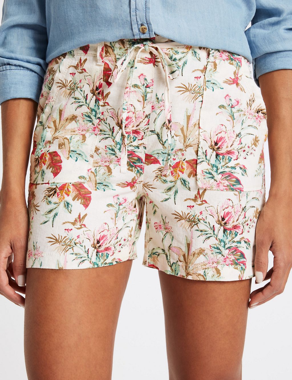 Linen Rich Floral Print Casual Shorts 5 of 5