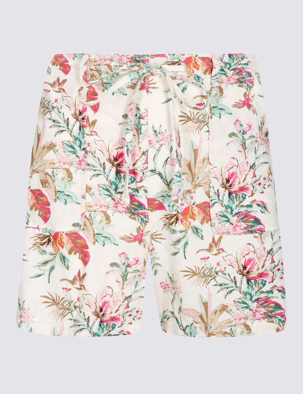 Linen Rich Floral Print Casual Shorts 1 of 5